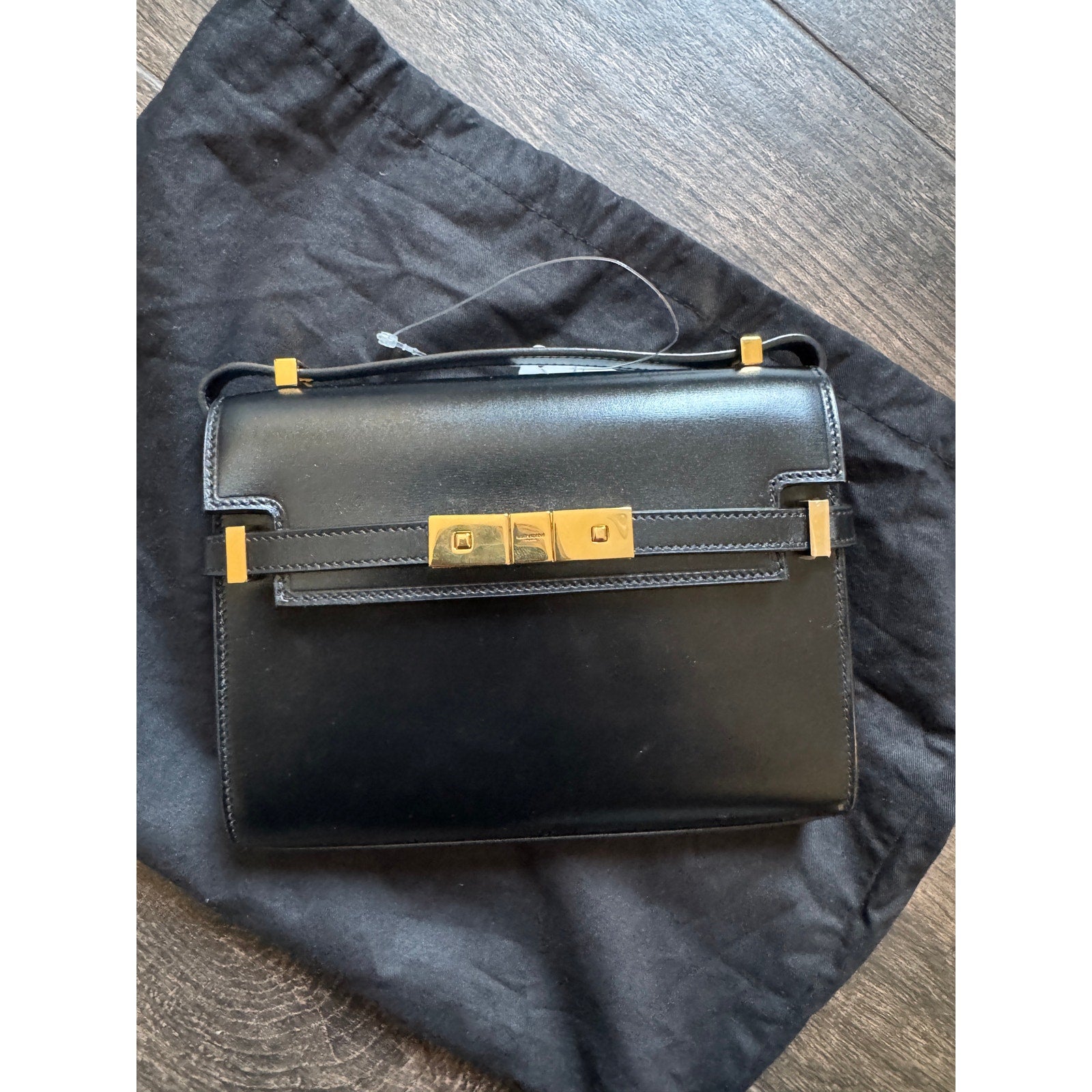 SAINT LAURENT  Manhattan Mini Calfskin Shoulder Bag Black