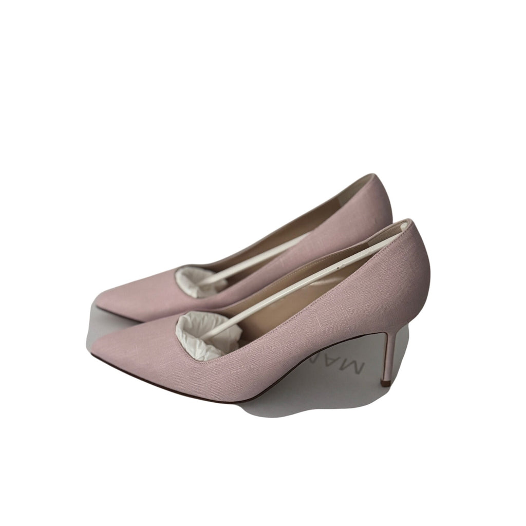 Manolo Blahnik 70mm Light Pink Linen BB Pumps Size 37 BNIB