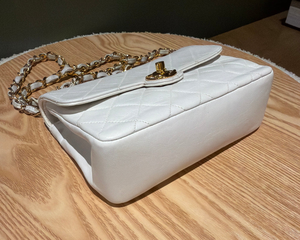 Chanel White Mini Round CC Flap  1987-1988