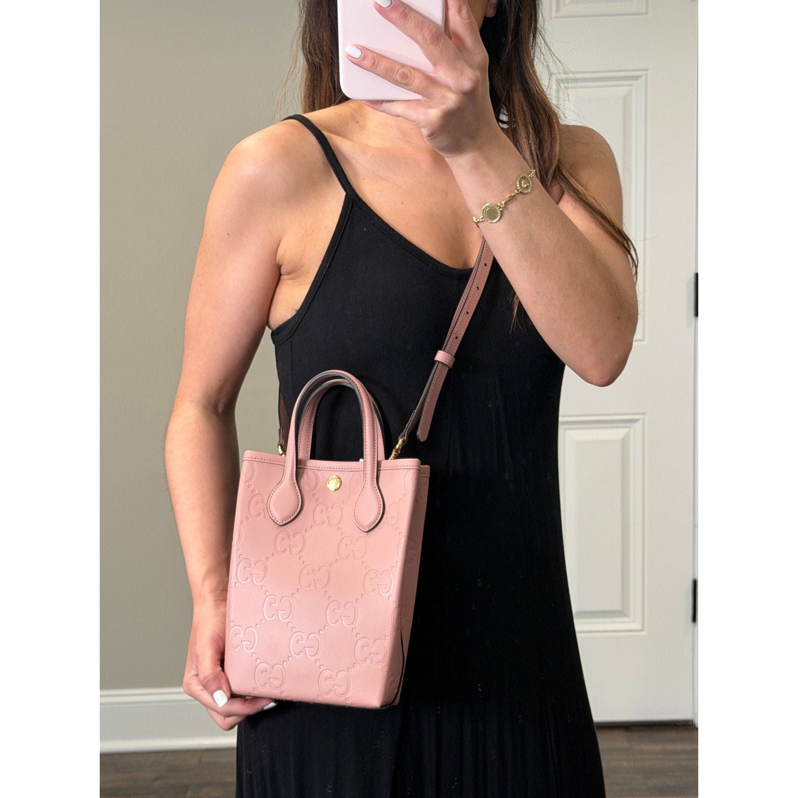 Gucci GG Leather Super Mini Shoulder Bag Pink NWT