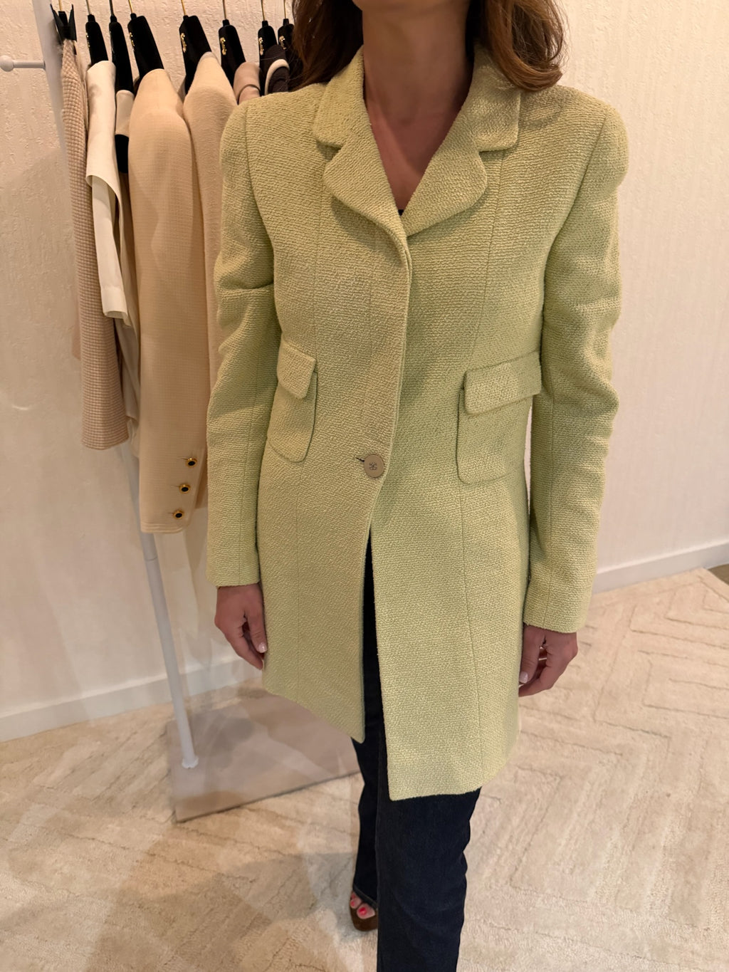 Chanel 1998 Light Green CC Button Blazer