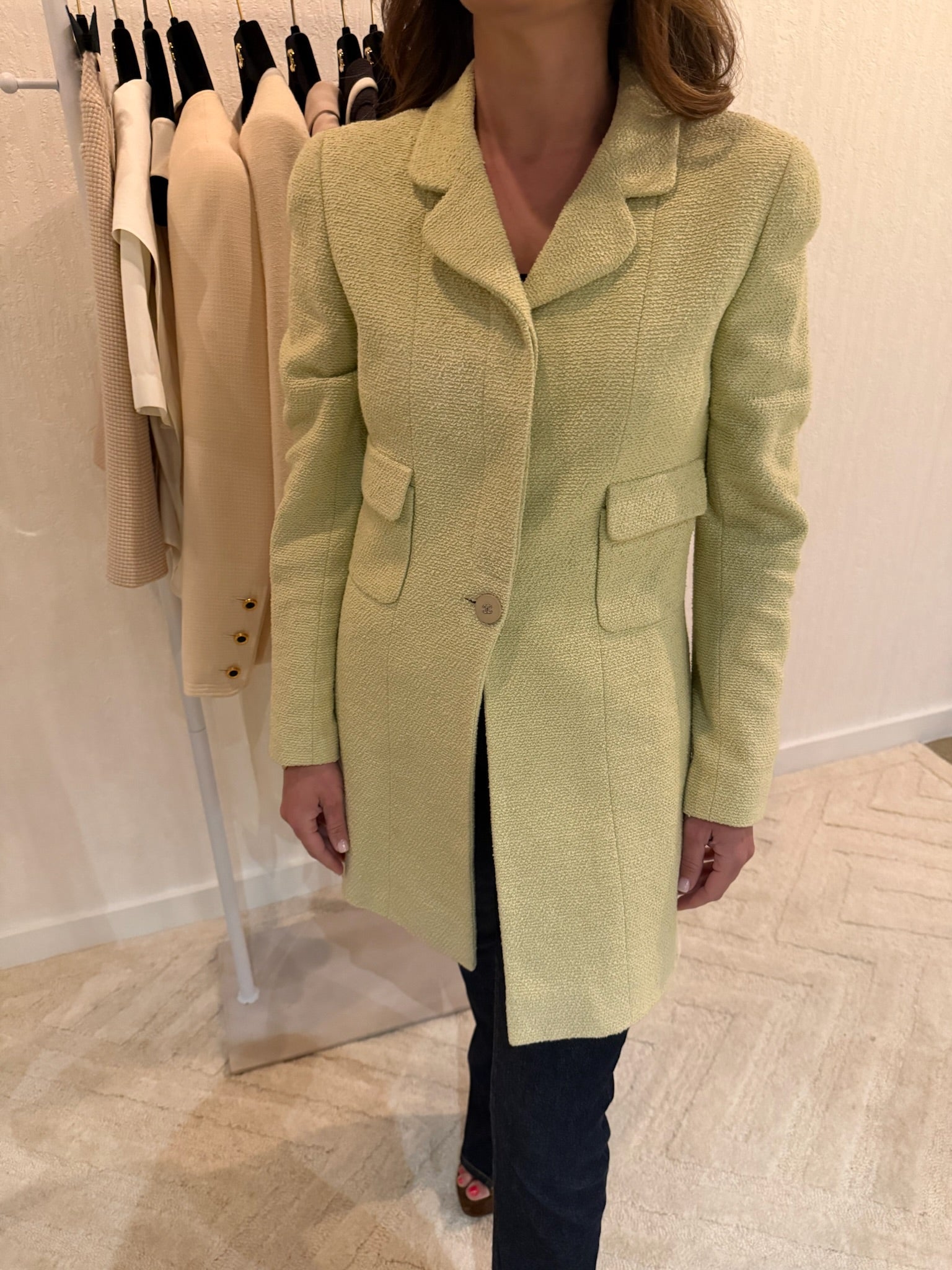 Chanel 1998 Light Green CC Button Blazer