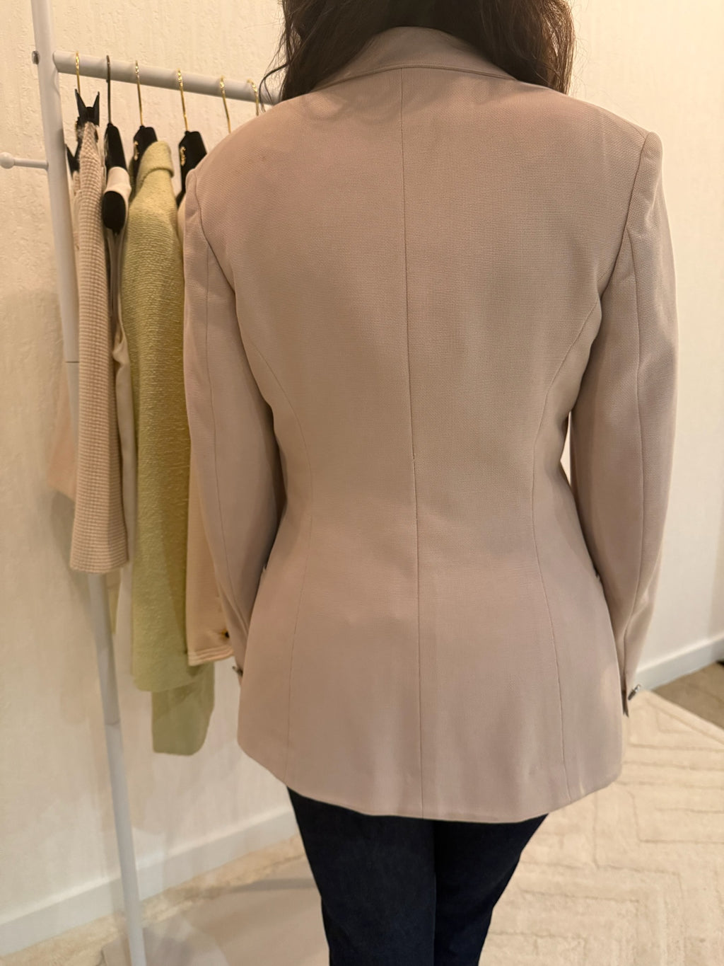 Chanel 1998 CC Logo Cotton One Button Blazer FR38