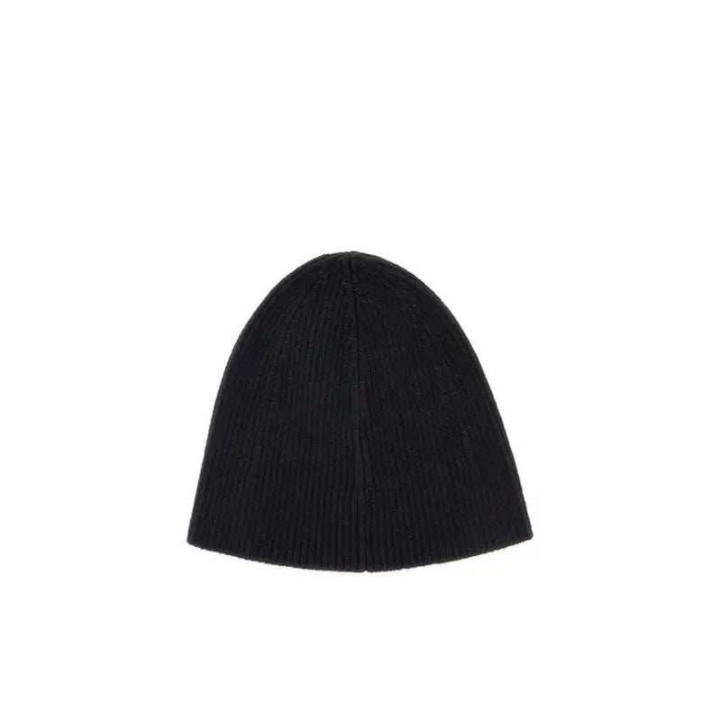 SAINT LAURENT 
Logo Patch Ribbed Beanie - Black NWT