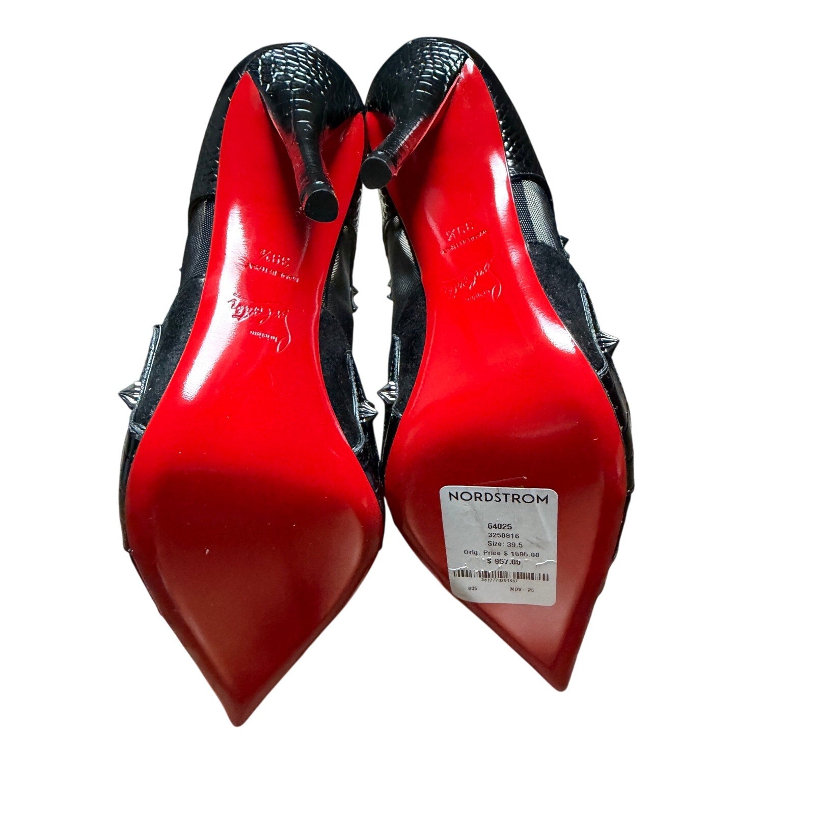 Christian Louboutin Black Mulatiag 100 Suede Mesh Mule Pumps Size 39.5