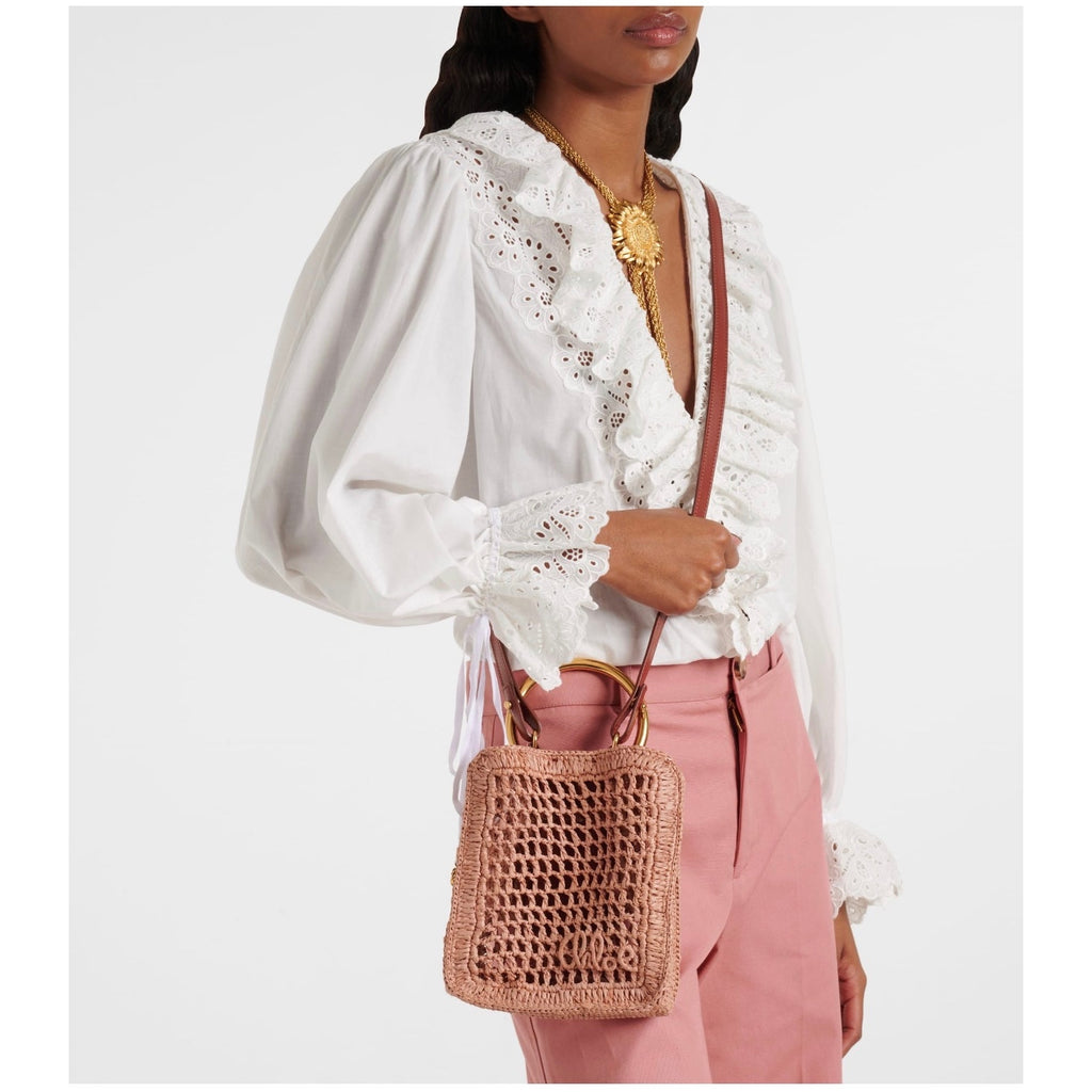 CHLOÉ Summer Banana Mini raffia crossbody bag NWT