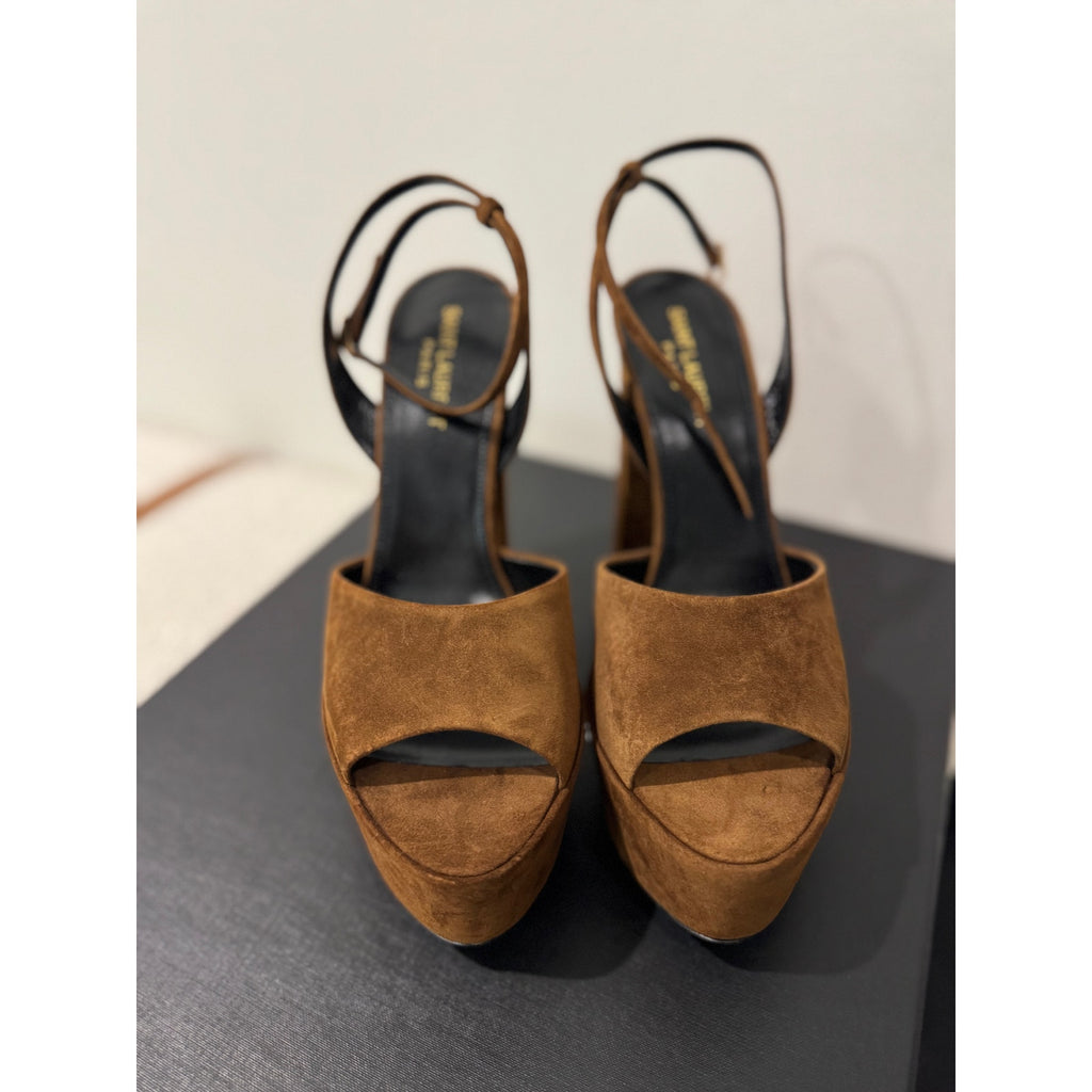 SAINT LAURENT JODIE PLATFORM SANDALS IN SUEDE LAND BNIB 38.5
