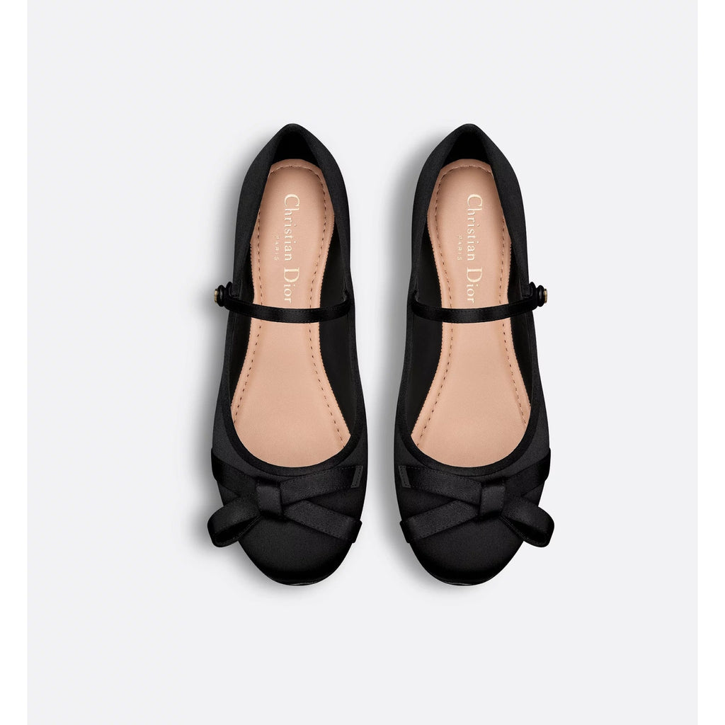 Christian Dior Satin Bow Ballet Flats with Mary Jane Strap BNIB 38.5