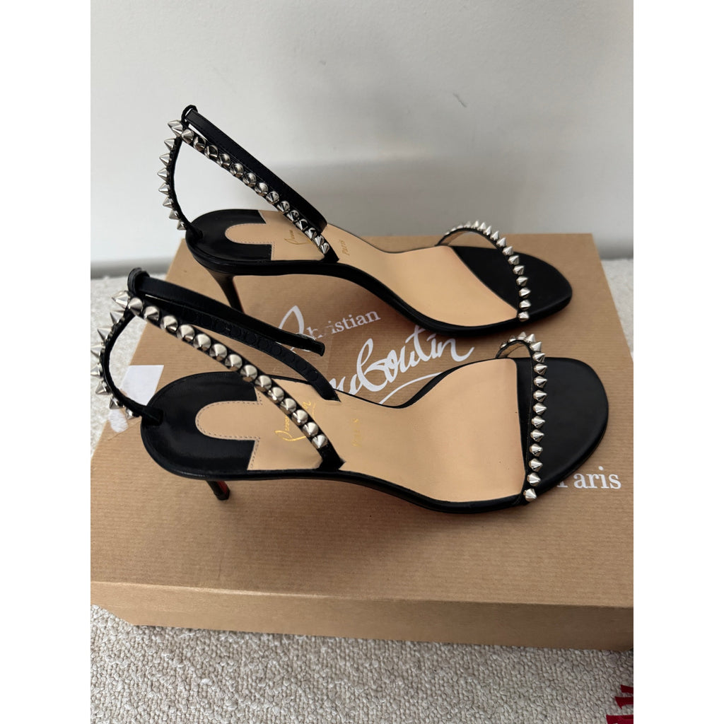 Christian Louboutin So Me 70mm Spike Heels Black | Red Sole Sandals Size 37 BNIB