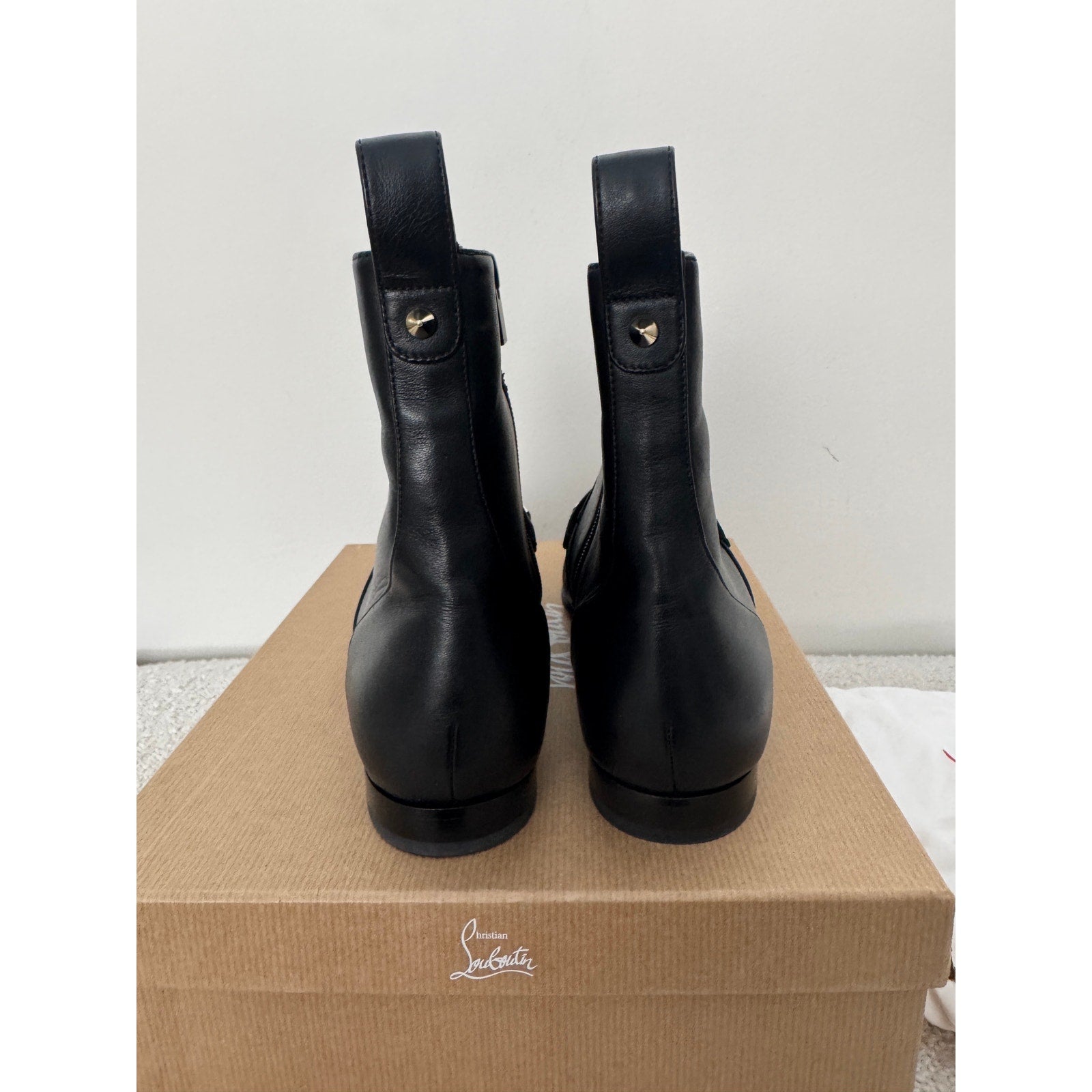 CHRISTIAN LOUBOUTIN 
Chain Detail Apron Toe Bootie 40 BNIB