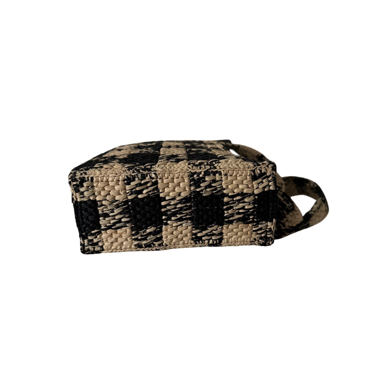 Loewe Paula’s Ibiza Mini Raffia Tote Bag with Leather Trim Embroidered Gingham Beige NWT