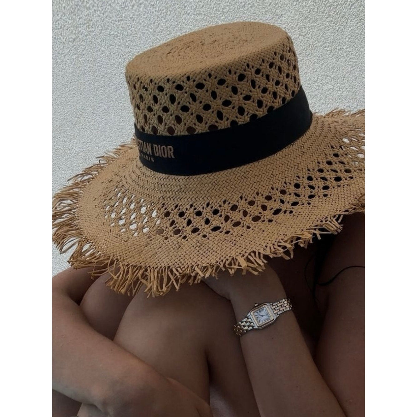 Christian Dior Naughtily-D Straw Hat Black Band • Size 58 • New With Tags
