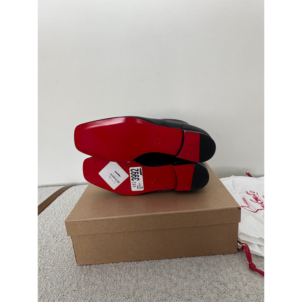 CHRISTIAN LOUBOUTIN 
Chain Detail Apron Toe Bootie 38 BNIB