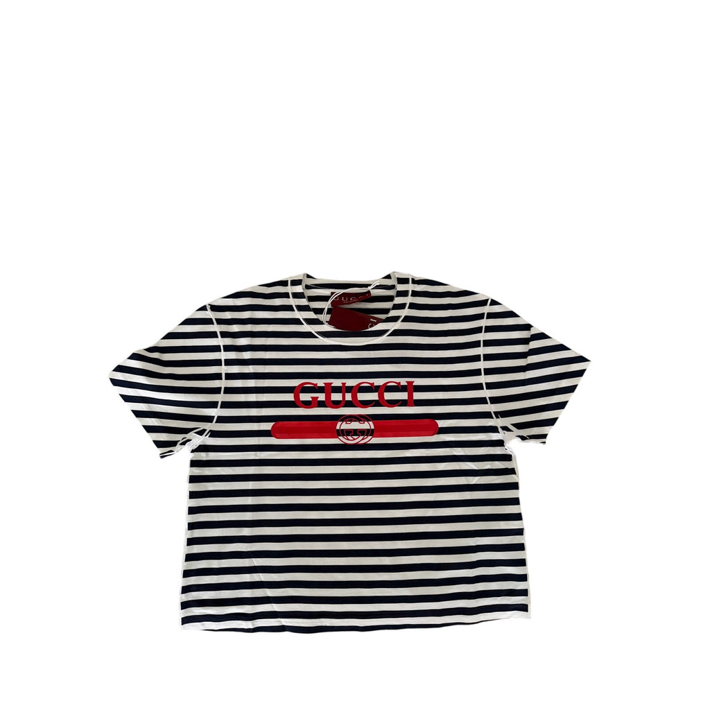 Gucci Logo Printed Striped T-Shirt Size Small NWT