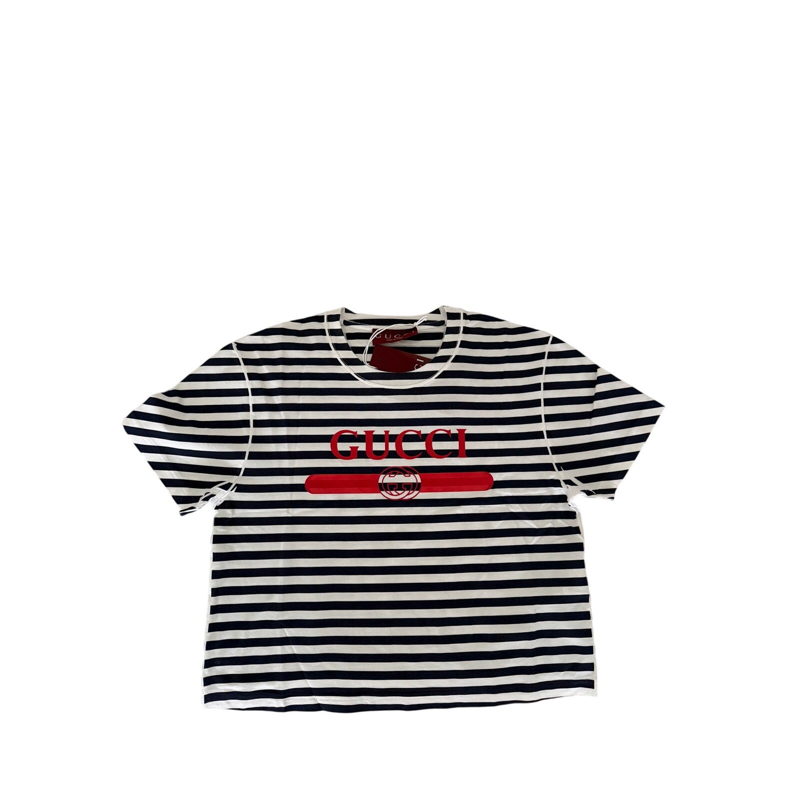 Gucci Logo Printed Striped T-Shirt Size Small NWT
