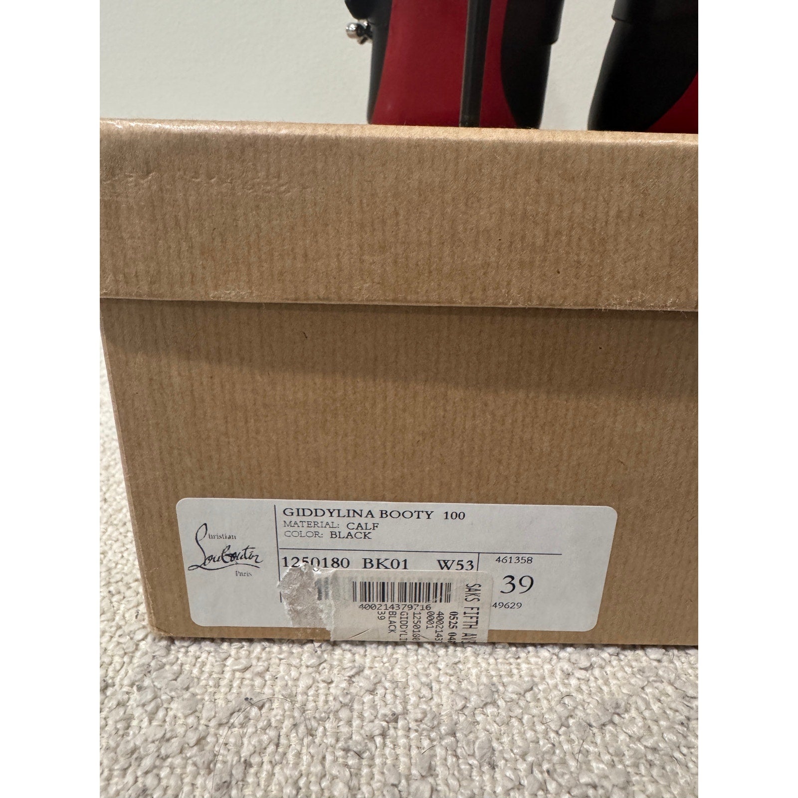 Christian Louboutin Giddylina 100mm Black Leather Buckle Ankle Boots Size 39 New in Box