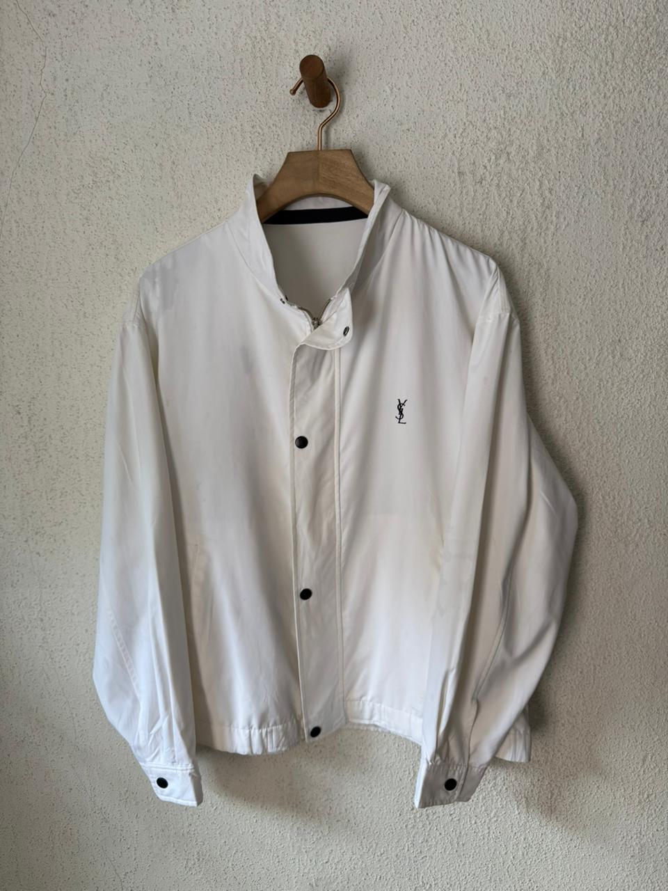 YSL Logo White Bomber Windbreaker
