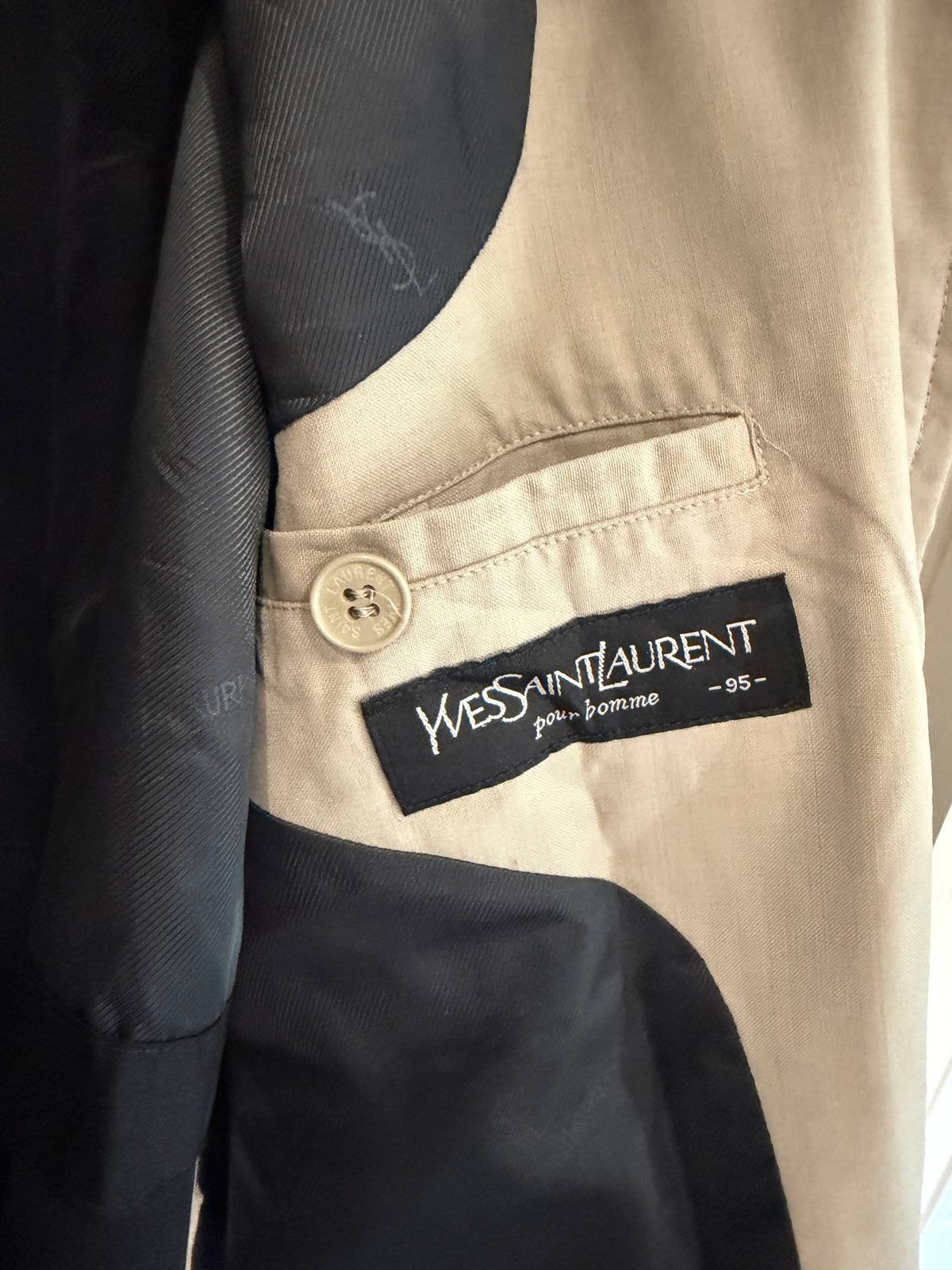 Yves Saint Laurent Pour Homme Black YSL Logo Bomber Windbreaker Jacket Size 95