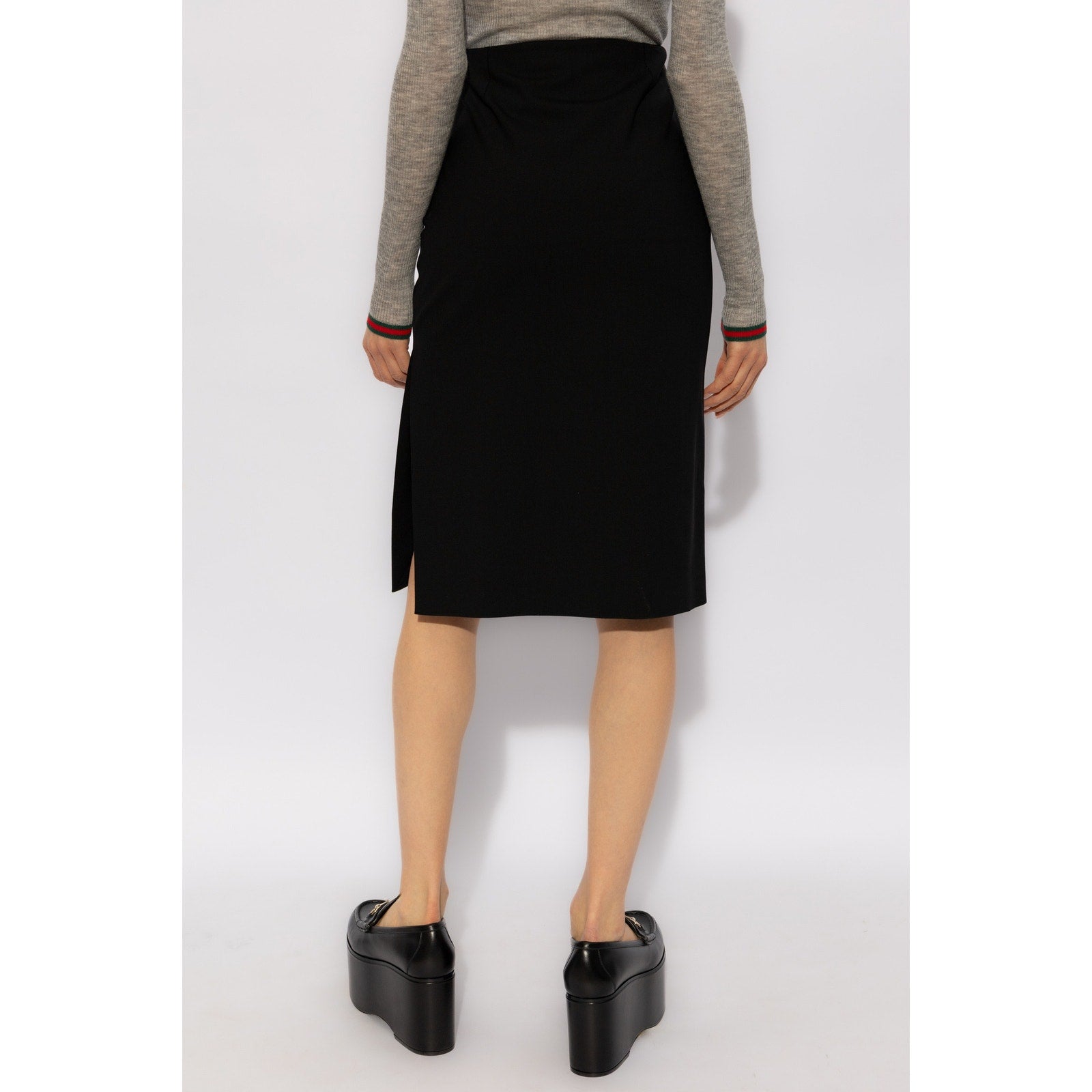Gucci Black Wool Midi Skirt NWT Size IT 36