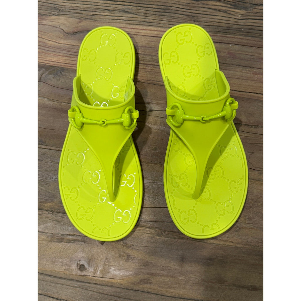 Gucci Horsebit Thong Green Sandals NWT SIZE 37