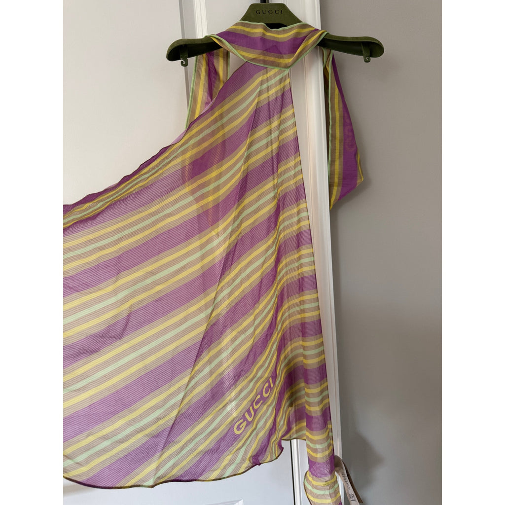 Gucci Baya Striped Silk Cotton Tank Top Multicolor One Size NWT