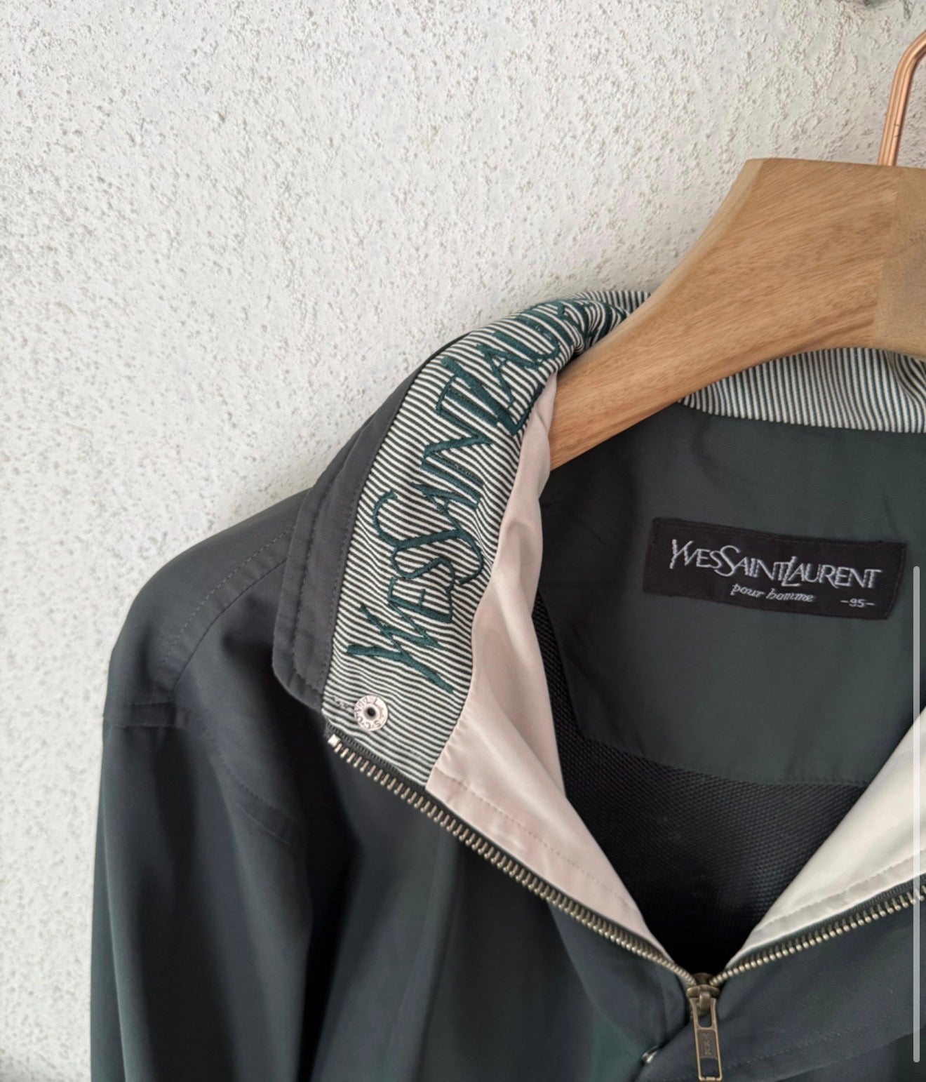 Saint Laurent YSL Green Black Windbreaker Jacket with hood