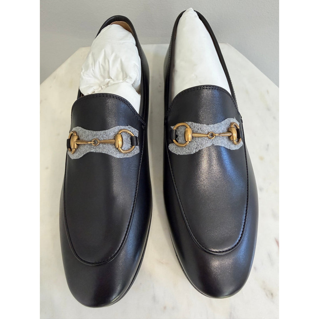 Gucci Jordaan Leather Horsebit Loafers Black Size 38.5 NIB