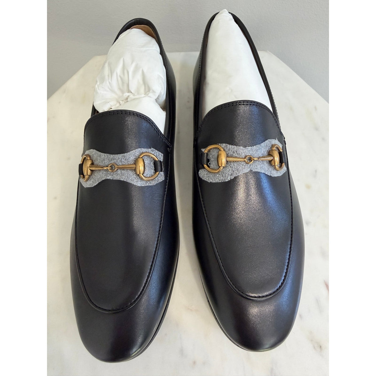 Gucci Jordaan Leather Horsebit Loafers Black Size 38.5 NIB