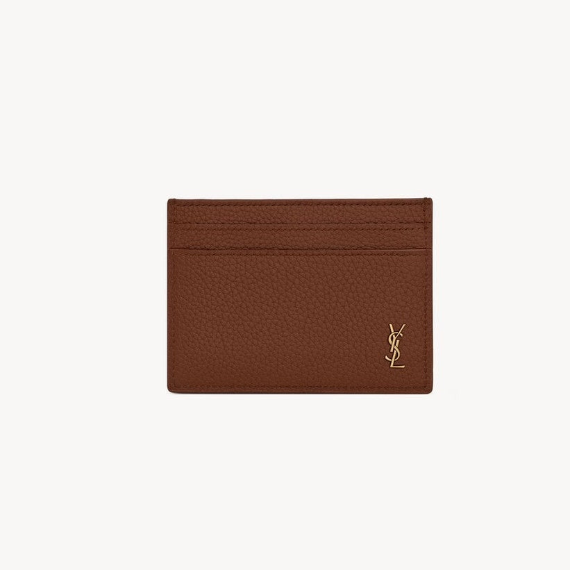 Saint Laurent Cassandre Card Holder Wallet | Black Leather Gold Logo YSL NWT