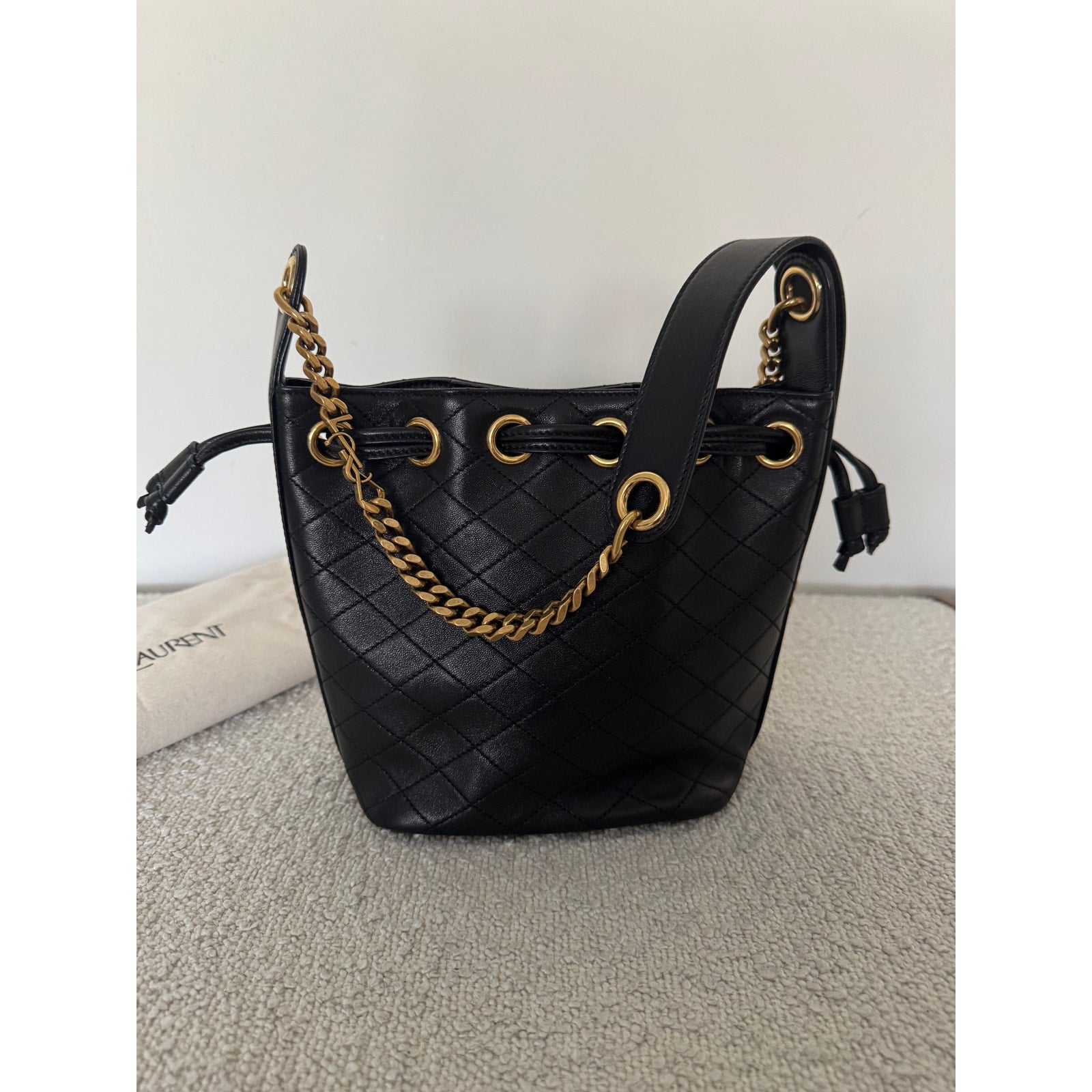SAINT LAURENT Small Cassandre Quilted Bucket Bag NWT