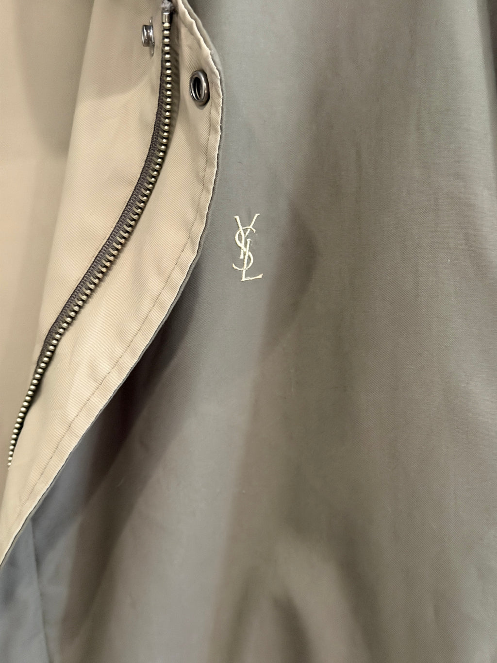 Yves Saint Laurent Vintage YSL Reversible Windbreaker Bomber Jacket Khaki Size 95