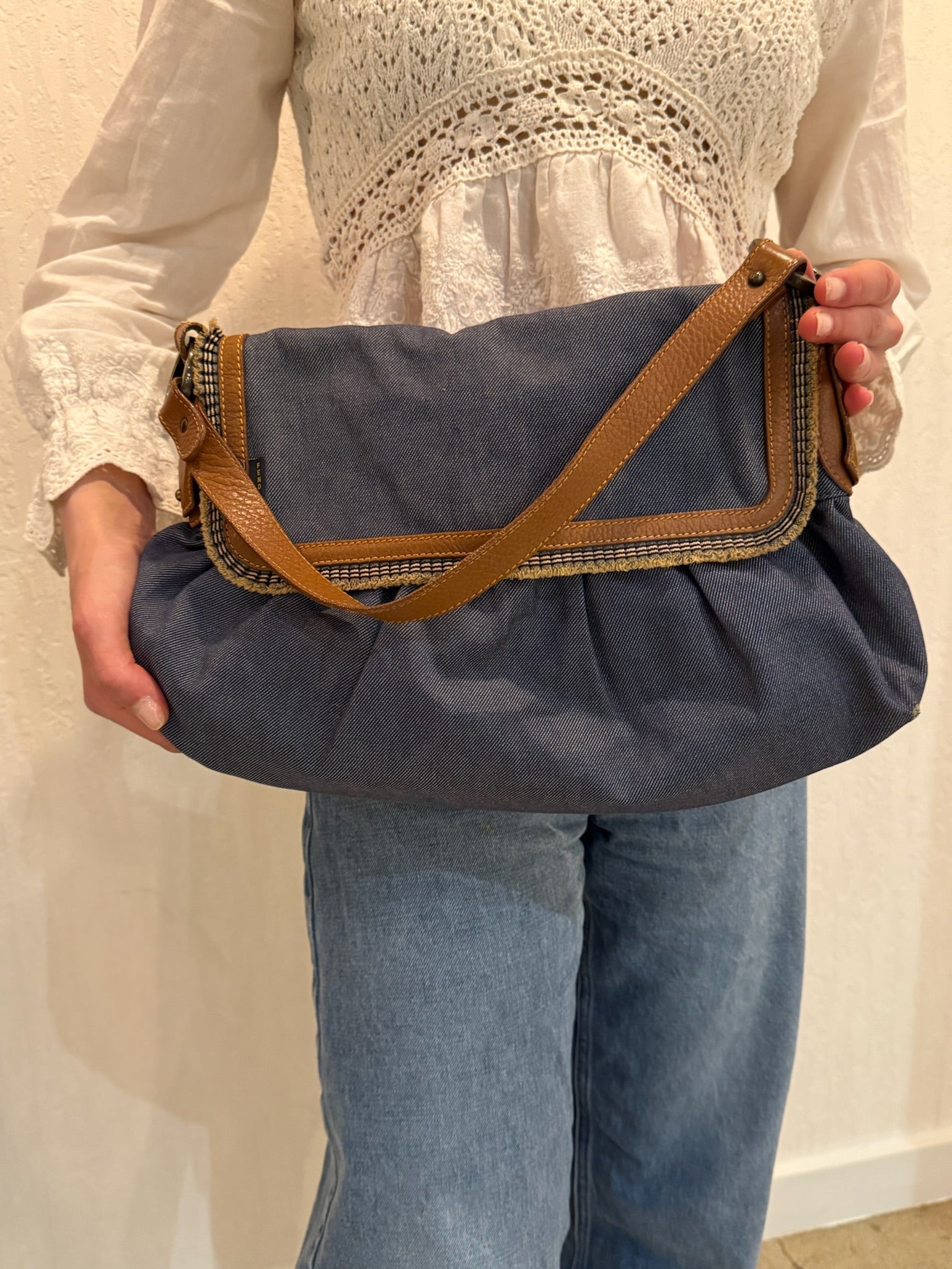 Fendi Large Denim Chef Baga