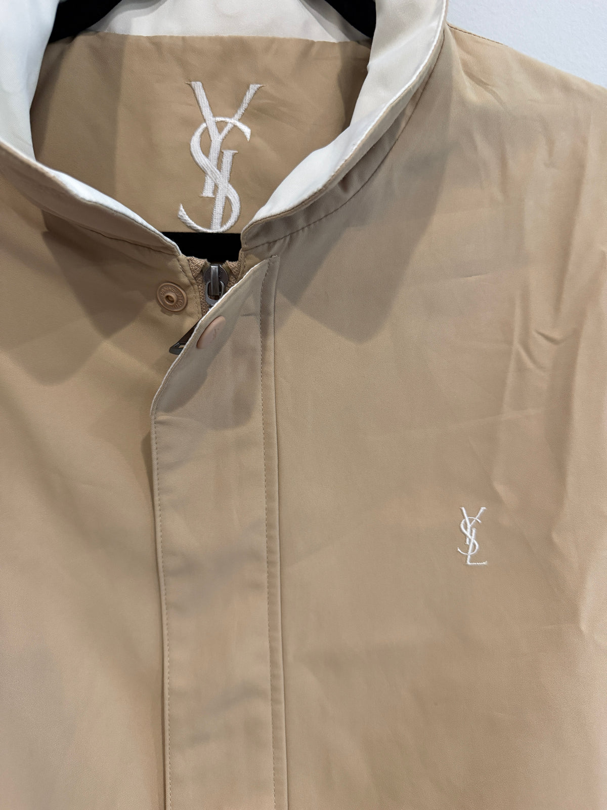 Yves Saint Laurent Vintage YSL Beige Windbreaker Bomber Jacket Size 100