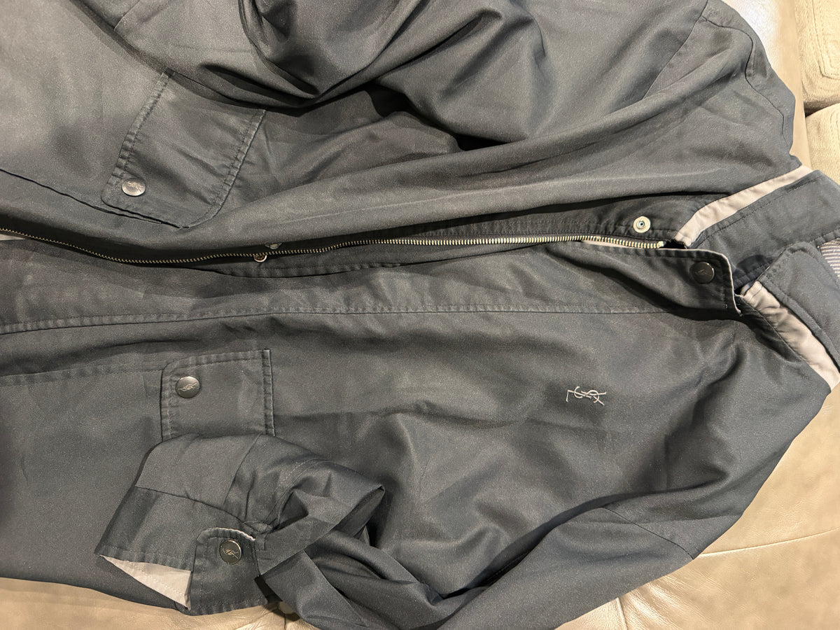 Yves Saint Laurent YSL Vintage Reversible Gray Black Bomber Windbreaker Jacket