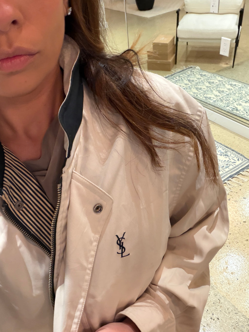 Saint Laurent Off White Double Pocket Windbreaker Jacket w/ Hood