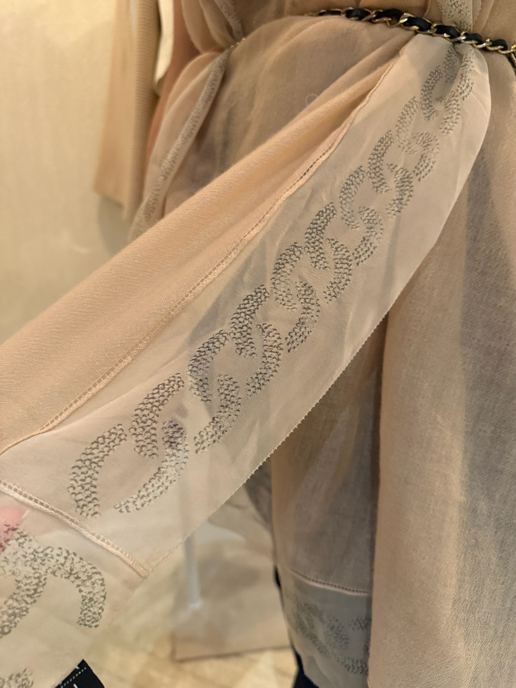Chanel Cashmere CC Logo Scarf Pink Silver Metallic Lightweight Wrap