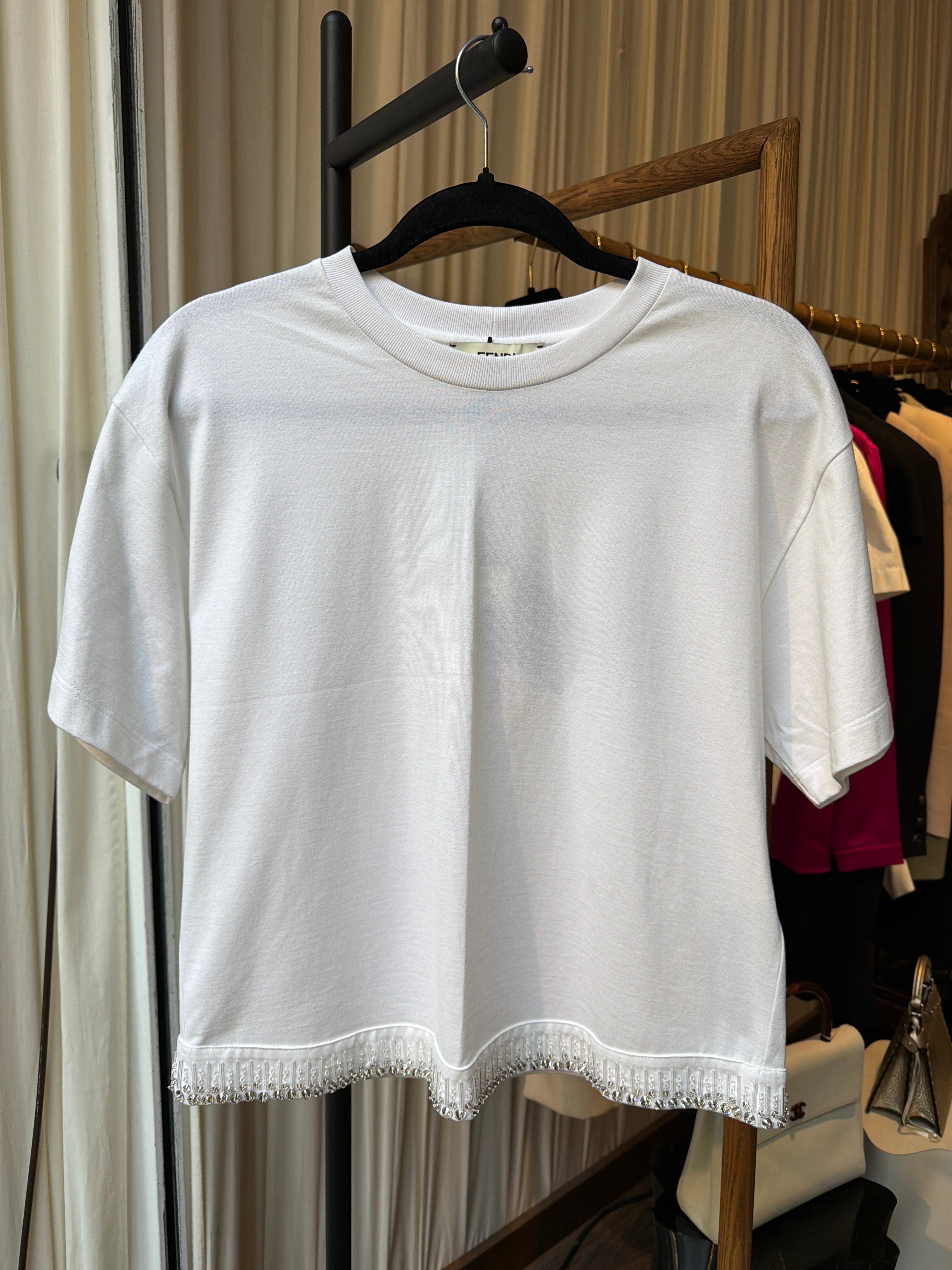 Fendi White Knitted Shirt Luxury Knit Top Size S