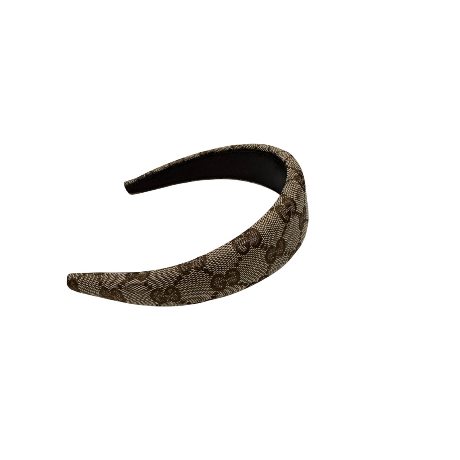 Gucci GG Canvas Padded Hair Band Beige Ebony Brown Classic Design NWT