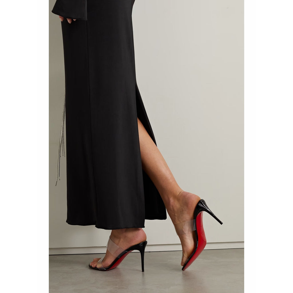Christian Louboutin Just Loubi Nothing 85 Pvc Women Mules Black NWT 37