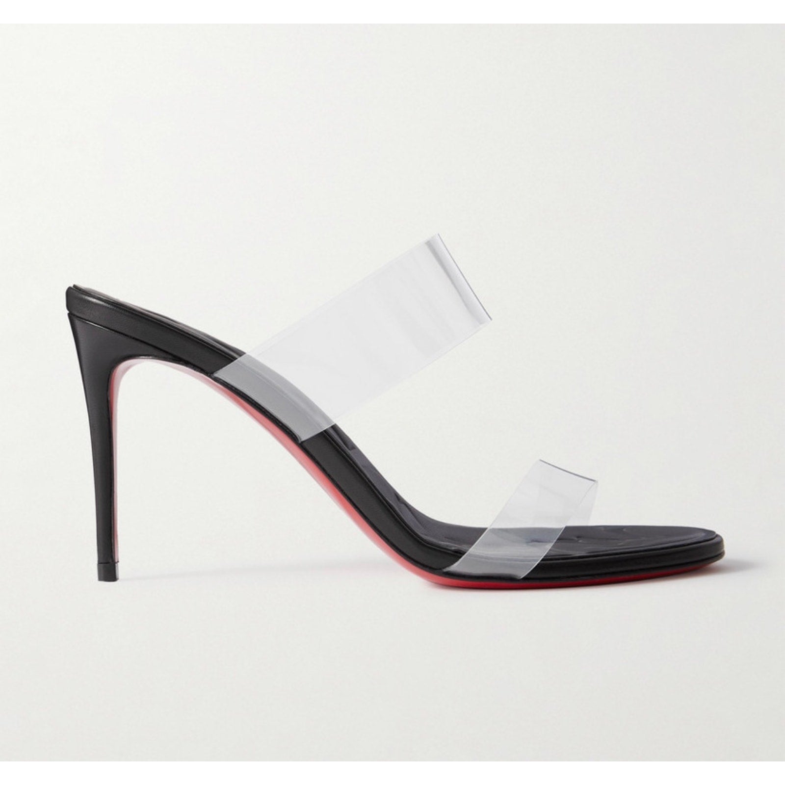 Christian Louboutin Just Loubi Nothing 85 Pvc Women Mules Black NWT 36.5