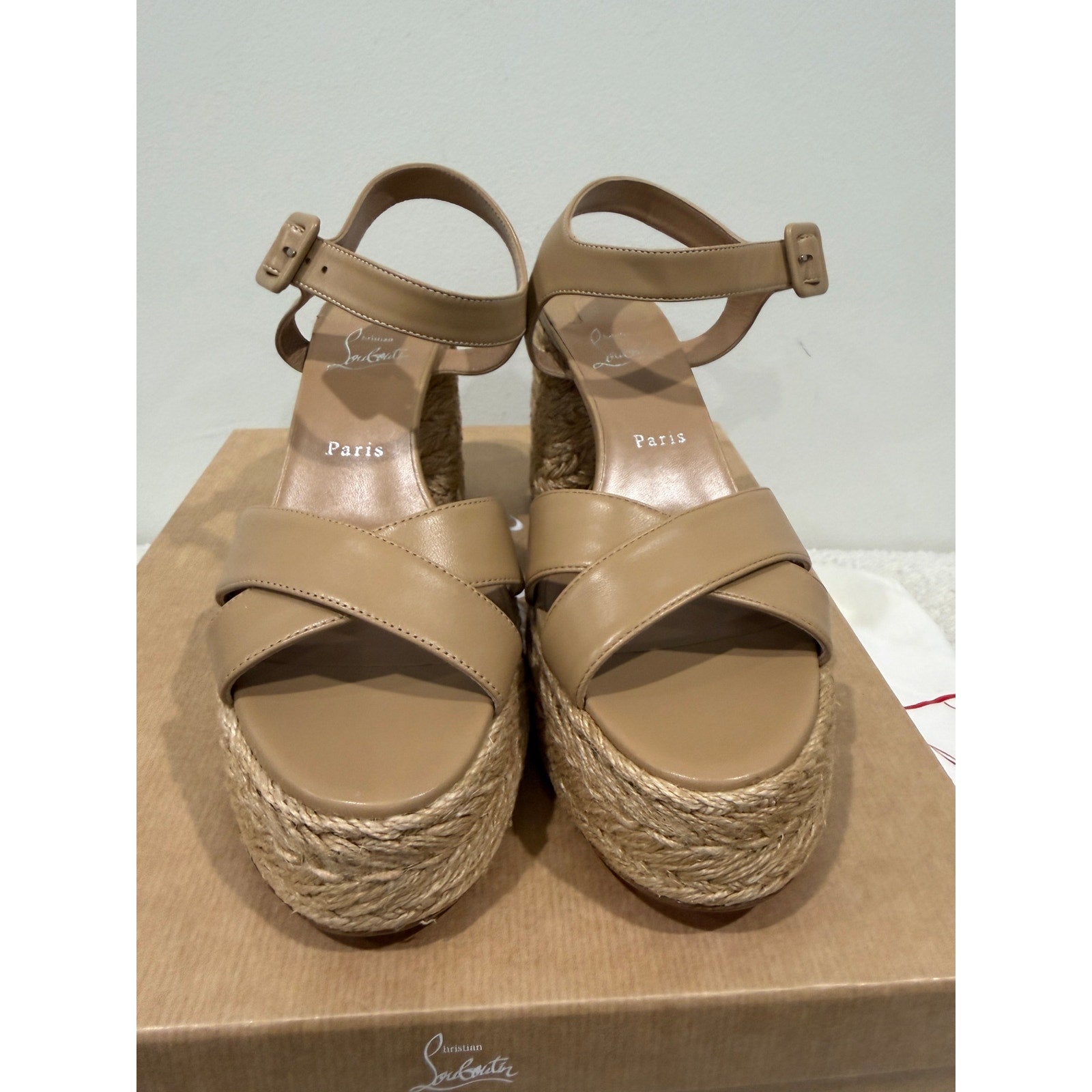 CHRISTIAN LOUBOUTIN 70mm Calakala Leather Sandals Size 40
