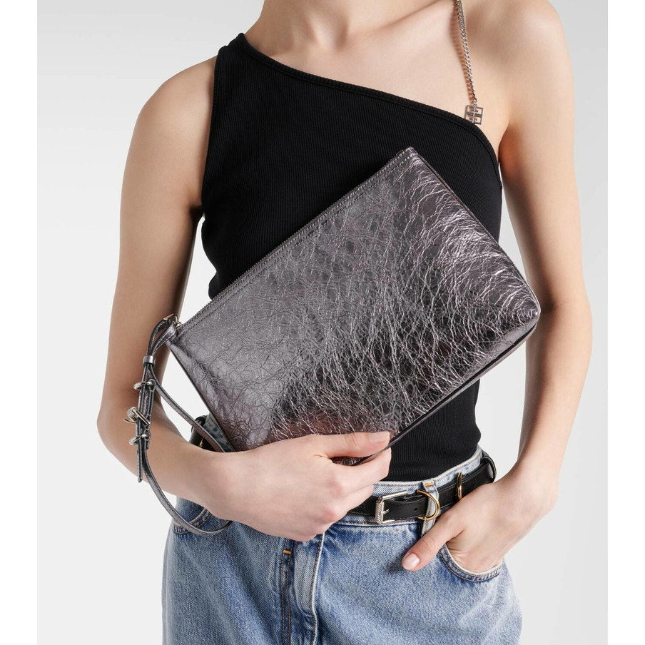 Givenchy Voyou metallic leather pouch NWT