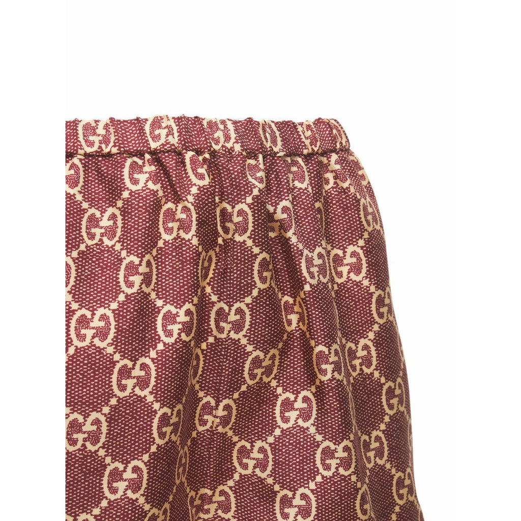 Gucci GG Logo Print Silk Twill Track Shorts Burgundy Cream Size XS NWT $1,400