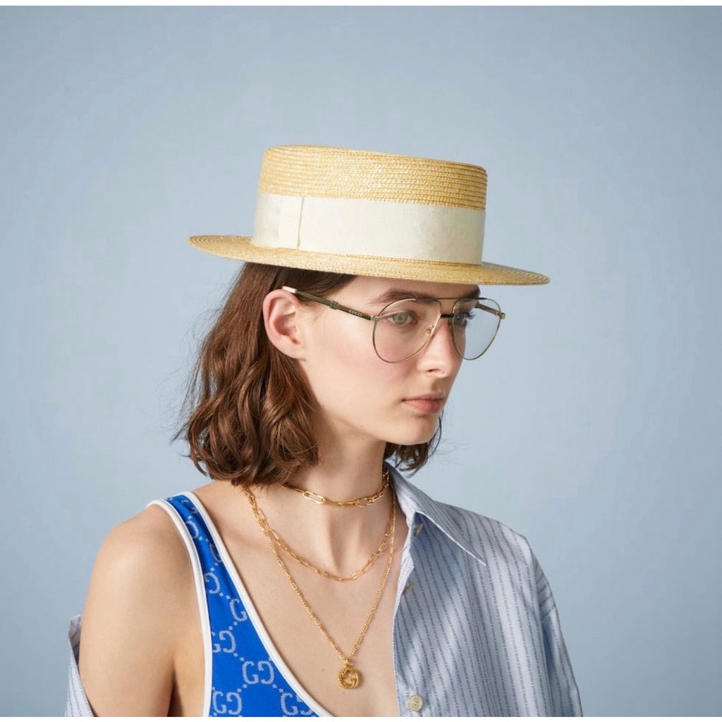 Gucci Raffia Wide-Brimmed Hat BNIB Size medium