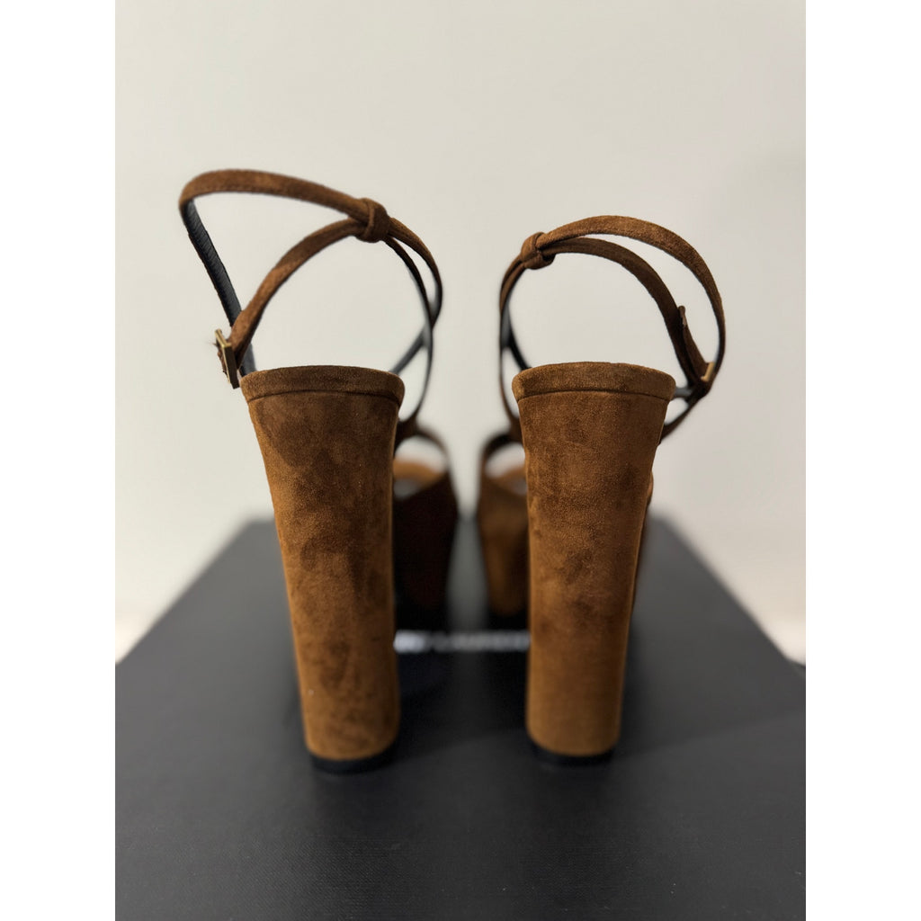 SAINT LAURENT JODIE PLATFORM SANDALS IN SUEDE LAND BNIB 38.5