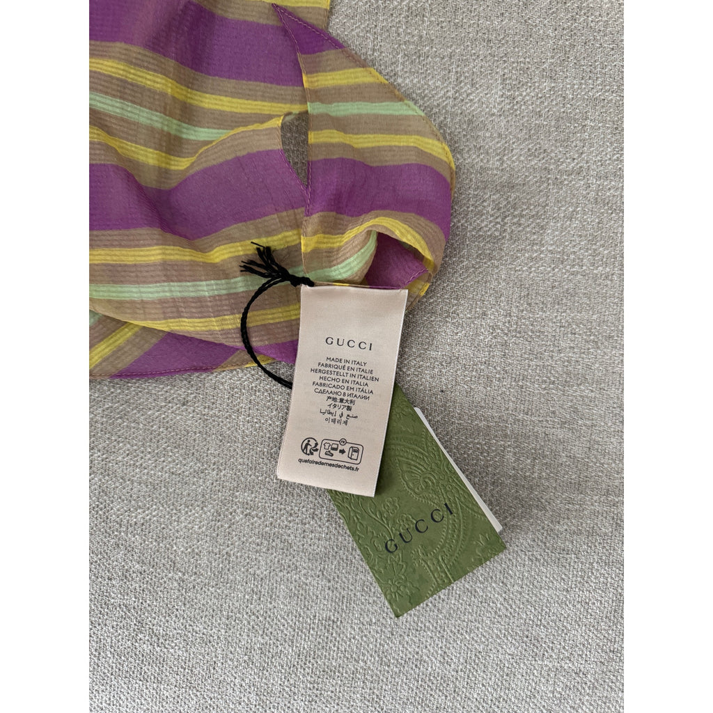 Gucci Baya Striped Silk Cotton Tank Top Multicolor One Size NWT