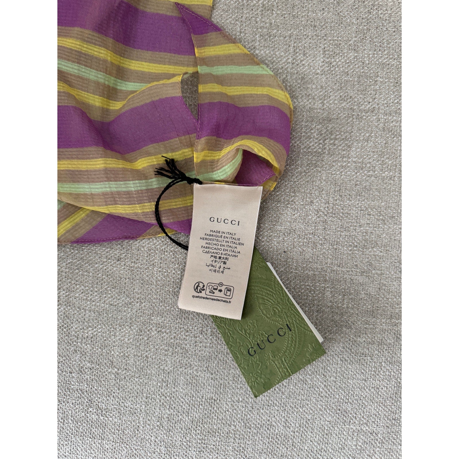 Gucci Baya Striped Silk Cotton Tank Top Multicolor One Size NWT