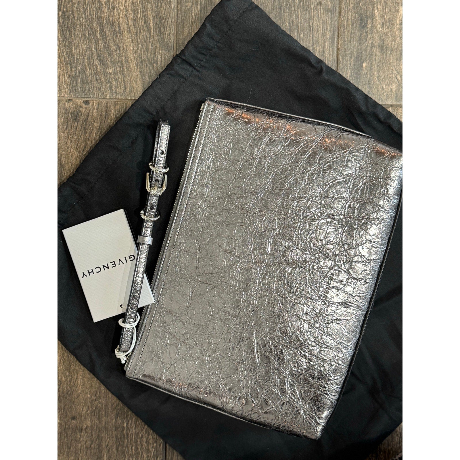 Givenchy Voyou metallic leather pouch NWT