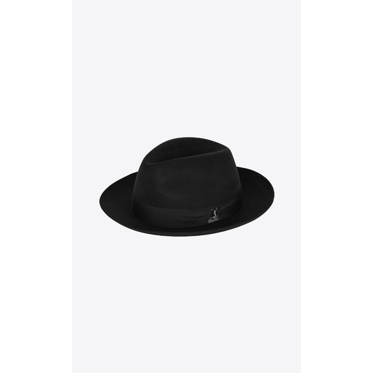 Saint Laurent x Borsalino Federico Black Wool Felt Fedora Hat Size 58 Medium Unisex
