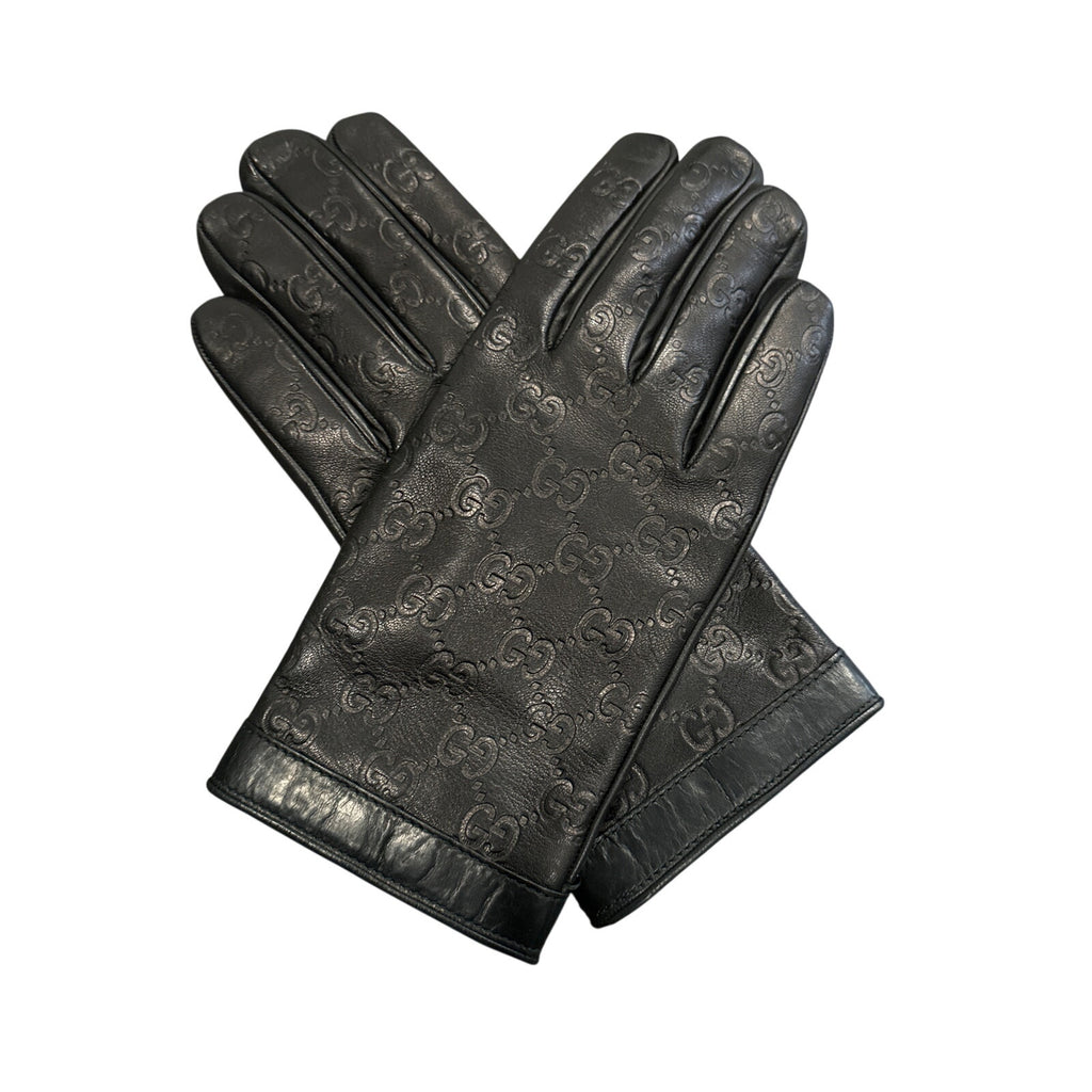 Gucci Women’s Leather gloves embellished with embossed GG logo NWT